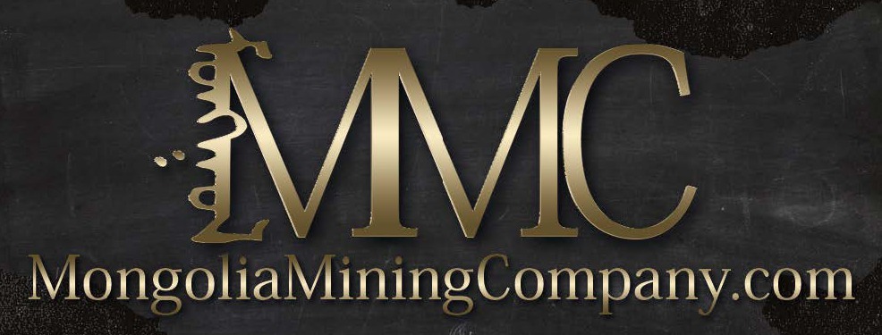 Mongolia Mining Company monogram — a gold MMC whose first stem is the Soyombo, Mongolia's national symbol, set on the silhouette of Mongolia